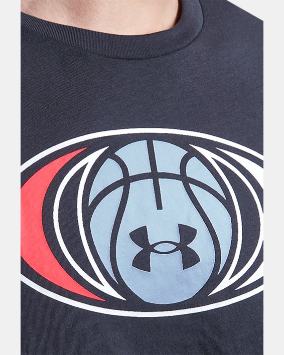 Men's UA Basketball Logo Short Sleeve in Black image number 5